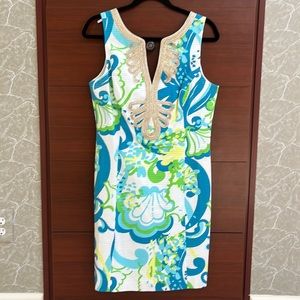 Lilly Pulitzer dress with gold detail